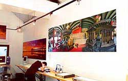 Large panoramic print on wall