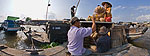 Can Tho floating market panoramic image
